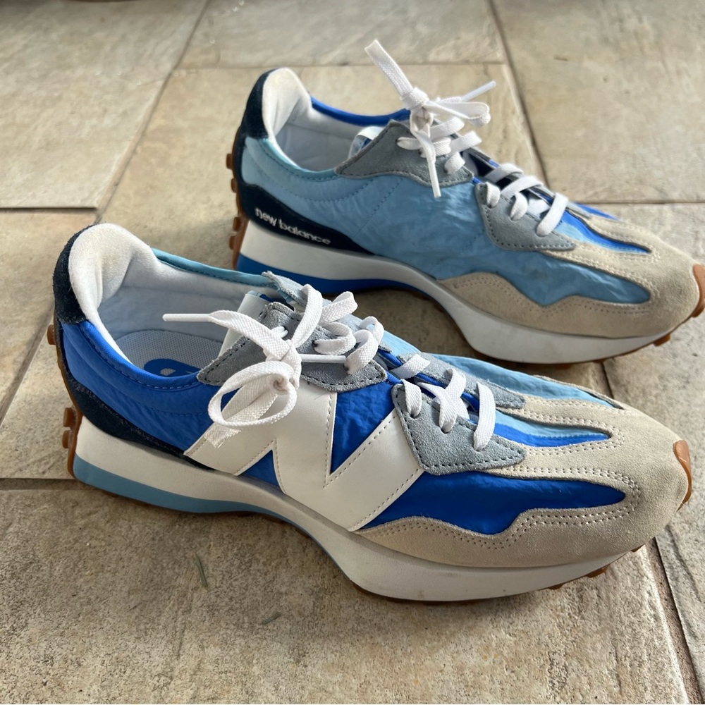 Blue and White 327 Sneakers Sz 10